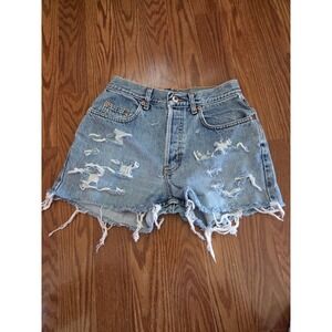 Gap Special Edition Vintage Distressed Denim Shorts Light Wash Button Fly Size 4